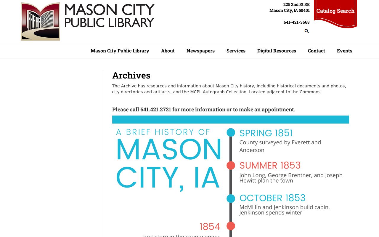 Mason City residents directory library archives