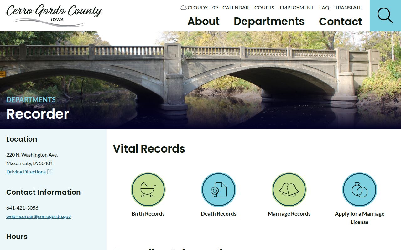 Mason City residents directory Cerro Gordo Recorder source